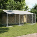 vidaXL 犬用ケージ ルーフ&ドア付き グレー 4x2x2 m 亜鉛メッキ鋼Animals & Pet Supplies ペット用品 犬用品 犬小屋・ドッグ...