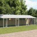 vidaXL 犬用ケージ ルーフ&ドア付き グレー 10x2x2 m 亜鉛メッキ鋼動物&ペット用品 ペット用品 犬用品 犬小屋・ドッグラン(代引不可)【送料無料...