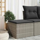 vidaXL ガーデンスツール クッション付き グレー 55x55x37 cm ポリラタン家具 アウトドア家具 屋外フットレスト(代引不可)【送料無料】