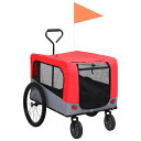 vidaXL 2-in-1 ペット用自転車トレーラー&ジョギングベビーカー レッド&グレー動物&ペット用品ペット用品ペットカート(代引不可)
