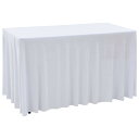 vidaXL ストレッチテーブルカバー スカート付き 2点セット 183x76x74cm ホワイトホーム&ガーデンデコレーションカバー(代引不可)