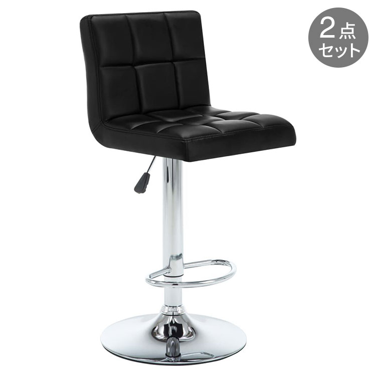 vidaXL バースツール 2点 合成皮革製 ブラック 家具 チェア テーブル バースツール(代引不可)