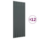 vidaXL ルーフパネル 12点 粉体塗装スチール アントラシート 100×36cm ハードウェア 建築資材 屋根 Roofing Shingles Tile...
