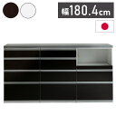 キッチンカウンター 180cm幅 食器家電収納カウンタ― スライドテーブルタイプ+引出タイプ+引出タイプ+OSパネルカウンタ―天板(シルバー) 壁面 カウンター...
