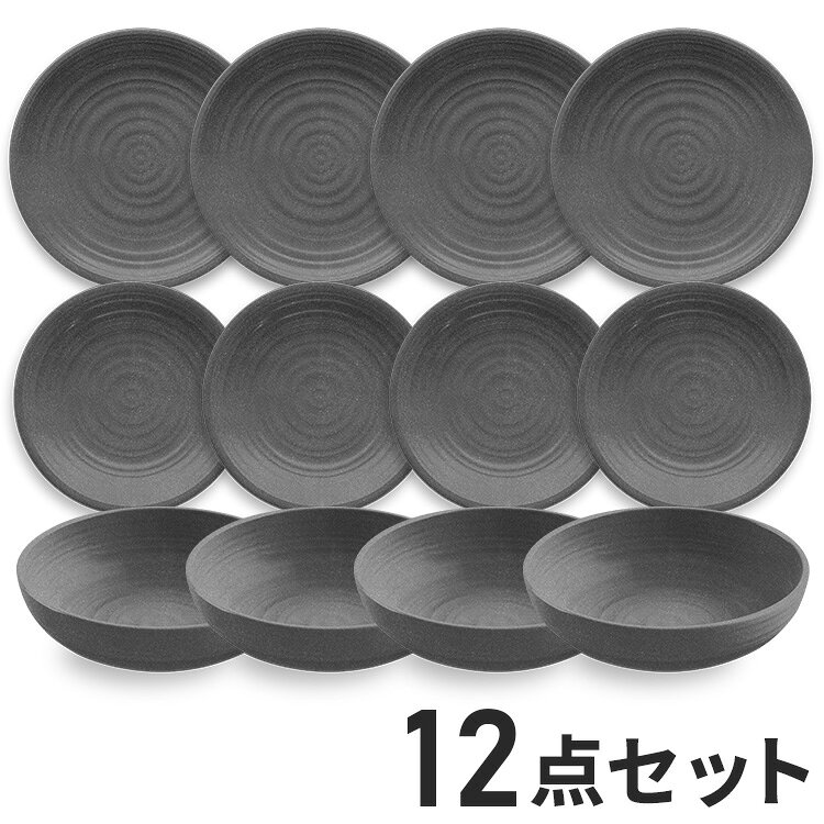 ■セット内容ディナープレート 27cm グレー ×4サラダプレート 22cm グレー ×4ローボウル 20cm グレー ×4■特長マットな質感と手作りの風合いを模したシックなメラミン食器ですメラミンは軽くて割れにくく、手入れもしやすいのが特徴です。テーブルウェアコレクションでは、シンプルでスタイリッシュなものから、おしゃれな欧風デザイン、和食器テイストまでラインアップが豊富です。メラミン食器は「メラミン樹脂」というプラスチックを素材とした食器です。食器の日常使いに非常に適しており、軽くて丈夫、割れにくくて汚れが落としやすいです。メラミンは熱いものを入れても熱伝導率が低いので、熱々の料理を入れても食器自体が熱くなりにくく、持ちやすいです。また、他のプラスチック樹脂よりも硬度が高いため、食器に傷がつきにくく長く使用いただけます。毎日の生活で使用される食器洗浄機は対応しています。電子レンジやオーブンでの使用はできません。また、塩素系の漂白剤はと相性が悪いので、漂白したい場合には酸素系の洗剤や漂白剤をお使いください。BPAフリー、フタレートフリー　食洗器対応メラミンの自然素材シリーズで、自然由来成分51%以上配合のシリーズです。竹を粉末状にした原材料バンブーファイバー、コーンスターチとメラミン樹脂でできた、人と環境にも優しいテーブルウェアです。原材料の半分以上が自然素材から出来ているplantaシリーズは、サステナブルな社会作りに大きく貢献する環境に優しいプロダクトラインです。メラミン食器とは思えないマットな質感が食卓の雰囲気をグッと引き立て、毎日をエシカルな暮らしへと変化させてくれます。BPAフリー、フタレートフリー　食洗器対応■サイズディナープレート：幅26.7×長さ26.7×高さ2.3cmサラダプレート：幅21.6×長さ21.6×高さ2.1cmローボウル：幅20.3×長さ20.3×高さ5.5cm■材質メラミン樹脂（planta）■重量ディナープレート：250gサラダプレート：190gローボウル：180g■耐熱温度0〜100℃■電子レンジ使用×■食洗機使用〇■ブランド　Abode Homewares DesignAbode Homewares Design(アボードホームウェアズデザイン ）は、住環境先進国であるアメリカで生まれた樹脂製テーブルウェアコレクションです。ファッションに連動したデザイントレンドやカラーを、新作コレクションとしてを毎年発表しています。それぞれ製品デザインに適したボリューム、テクスチャーを考慮し、質感や触感、ディテールにまでこだわっています。【代引きについて】こちらの商品は、代引きでの出荷は受け付けておりません。【送料について】沖縄、離島は送料を頂きます。planta アーティザンブルー ローボウル20cmブルー サラダプレート22cmブルー ディナープレート27cmティール ローボウル20cmティール サラダプレート22cmティール ディナープレート27cmバーチ ローボウル20cmバーチ サラダプレート22cmバーチ ディナープレート27cmグレー ローボウル20cmグレー サラダプレート22cmグレー ディナープレート27cmブルー 12点セットティール 12点セットブルー&ティール 12点セットバーチ 12点セットグレー 12点セットバーチ&グレー 12点セット