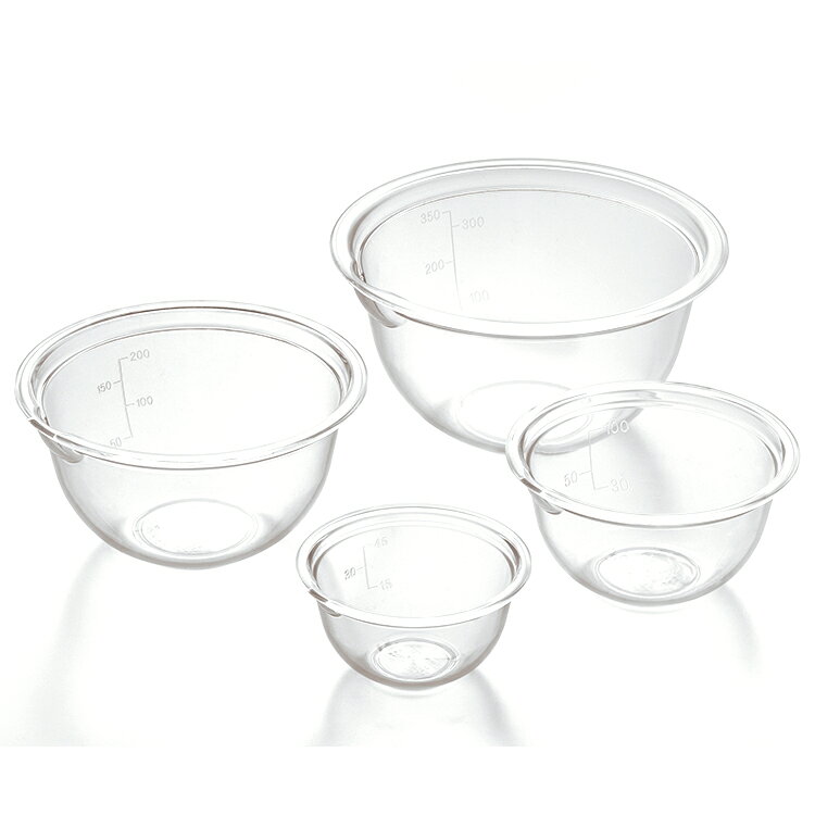 【商品サイズ】7cm/外径7×高さ3.6cm9cm/外径9×高さ4.6cm11cm/外径11×高さ5.6cm13cm/外径13×高さ6.6cm【材質】ポリメチルペンテン（耐熱温度200℃、耐冷温度-20℃）【生産国】日本【製品重量】7cm/11g、9cm/19g、11cm/28g、13cm/40g【箱入りサイズ】13.2×13.2×7cm【箱入り重量】130g【容量】7cm/70ml、9cm/150ml、11cm/300ml、13cm/450ml【包装材質】ポリプロピレン【商品説明】軽くて丈夫なボウル。下ごしらえから、電子レンジでの加熱まで使えます。【送料について】北海道、沖縄、離島は送料を頂きます。