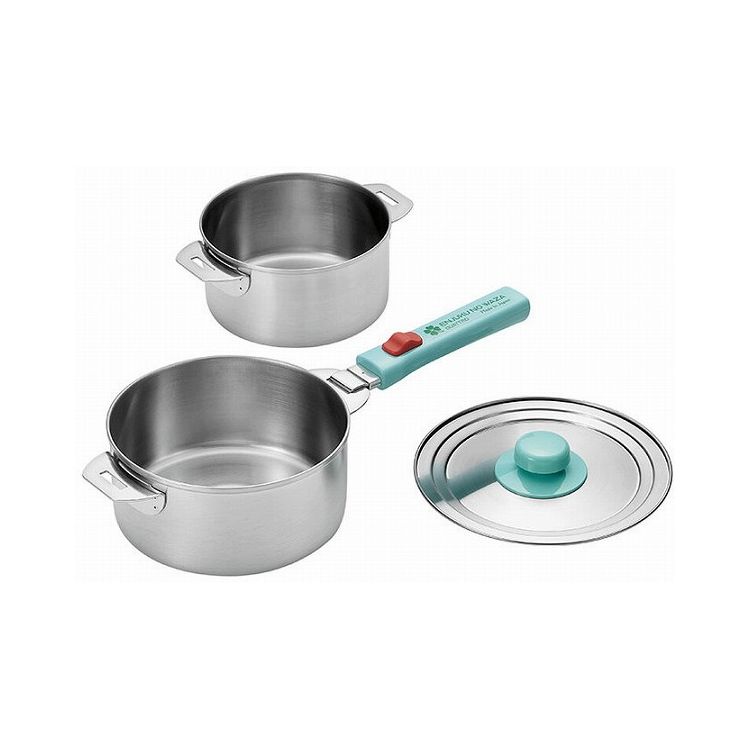 日本製 燕三条 ステンレス鍋14cm&16cm・着脱ハンドル・兼用蓋付(代引不可)【送料無料】