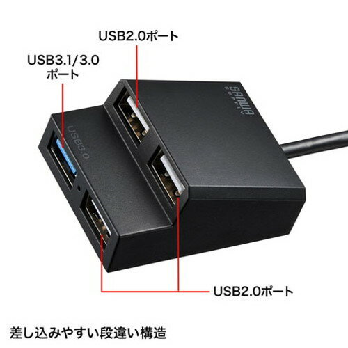 【5個セット】 サンワサプライ USB3.2Gen1+USB2.0コンボハブ USB-3H413BKNX5(代引不可)【送料無料】