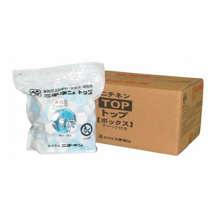 ニチネン トップボックスA-25(アルミ箔) 418058JANコード：4944405010010規格：規格A-25gサイズ：外径×高さ　 入数（1ケース） 燃焼時間（1ヶ）φ37.5×H 22mm　320個　 約20分サイズ容量1：φ37.5×H 22mm　320個　 約20分材質：生産地：日本2kgの小分け包装で宴会でのセッティング作業が楽に!!ダンボール箱入りで、使用後のゴミ処理が楽に!!乾燥などを防ぐ密封チャック付きなので保管も安心です！ 【送料について】北海道、沖縄、離島は送料を頂きます。