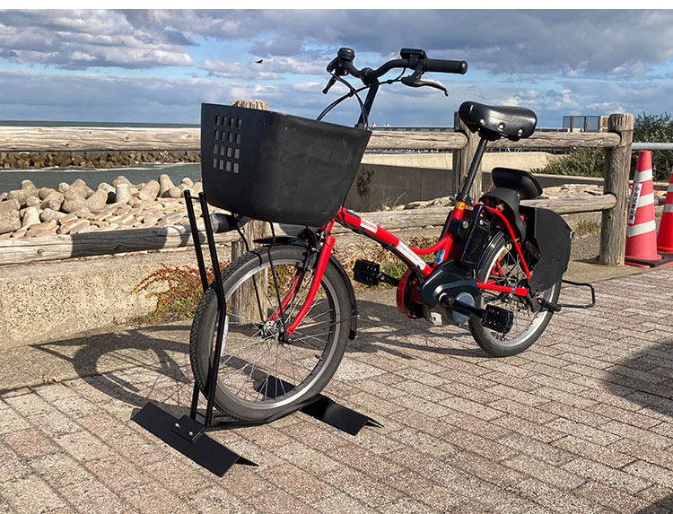 日本製 電動自転車スタンド 1台用 スロープ式 屋外 電動自転車ラック タイヤ径20~26インチ対応 自転車 収納 ラック(代引不可)【送料無料】 3