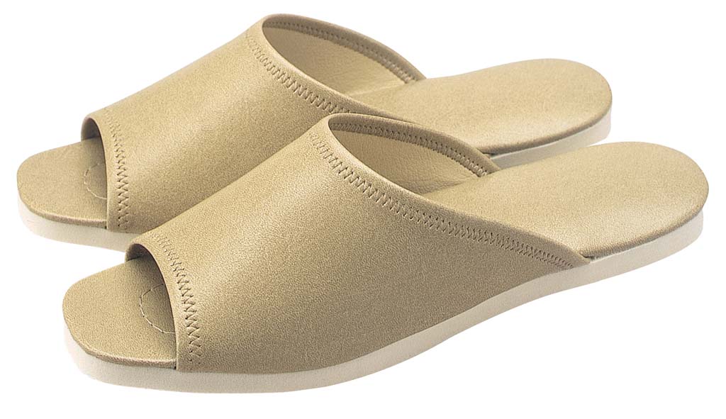 スリッパ (白薄底) 前あきタイプ 013L ベージュ (06)(代引不可)【送料無料】