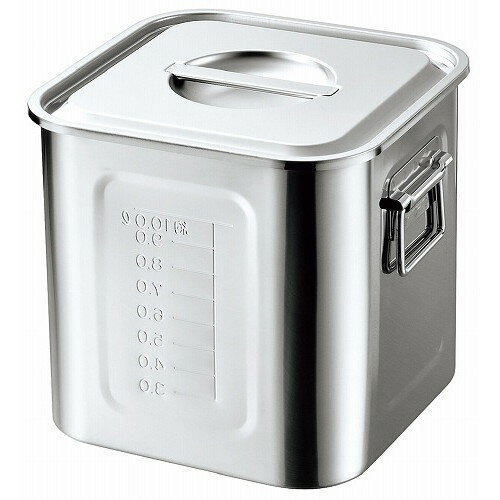Steel Storage Containers - 18-8 目盛付 角型キッチンポット 30cm 手付(代引不可)【送料無料】