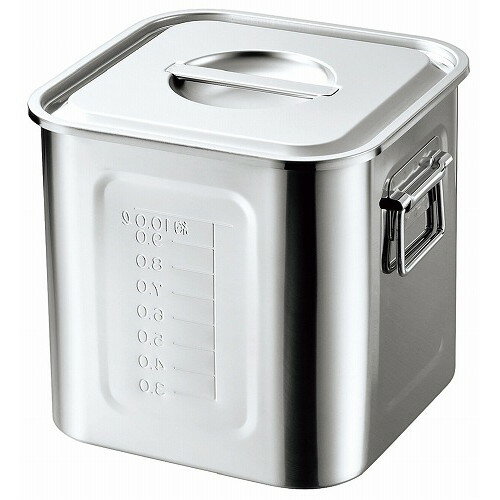 ステンレス角ポット 18-8 ステンレス深型角キッチンポット 丁番蓋付き