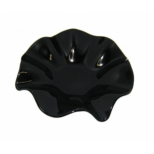 ガラス フラワー 灰皿 黒 大(φ140)(代引不可)