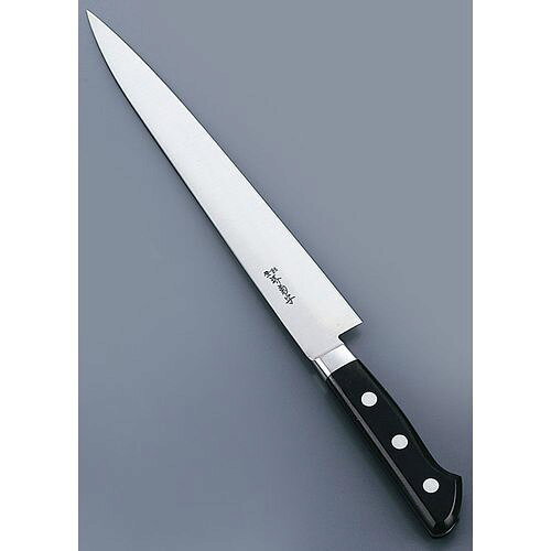 堺菊守 日本鋼（口金付）筋引 24cm AKK5501 JANコード 4582226890987●サイズ(cm):24●全長(mm):370●重量(g):155●背厚(mm) :1.8●材質：日本鋼■堺菊守 日本鋼(口金付) 日本鋼を使用し職人が丹精込めて造り上げた包丁です。■※包丁の表示サイズは、すべて刃渡り寸法となっております。【送料について】北海道、沖縄、離島は送料を頂きます。