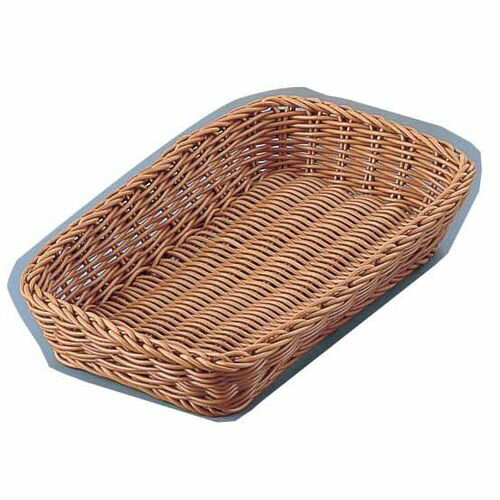 萬洋 樹脂バスケット 角長 27cm ナチュラル(茶) WBS2404【送料無料】