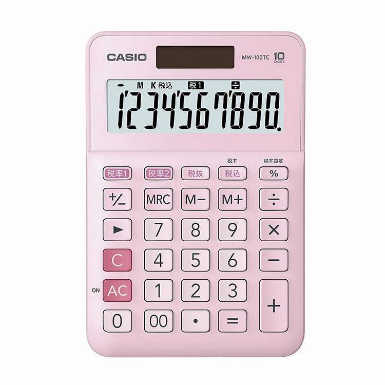 カシオ W税電卓 MW-100TC PK-N(10桁)(代引