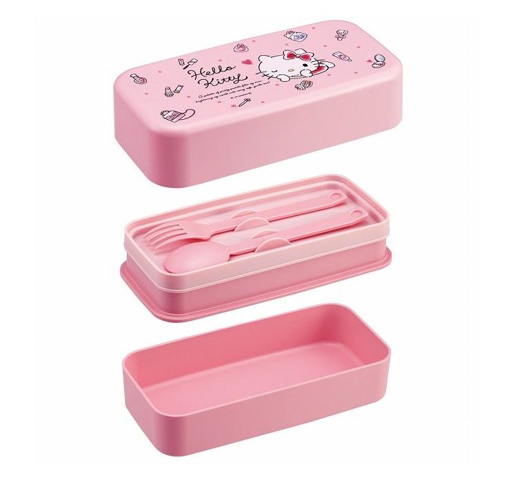 ハローキティ サンリオ sanrio 水彩コスメ ランチボックス 1000ml 2段 お弁当箱 カトラリー付き 大人 PLB10WSB スケーター skater【送料無料】 3