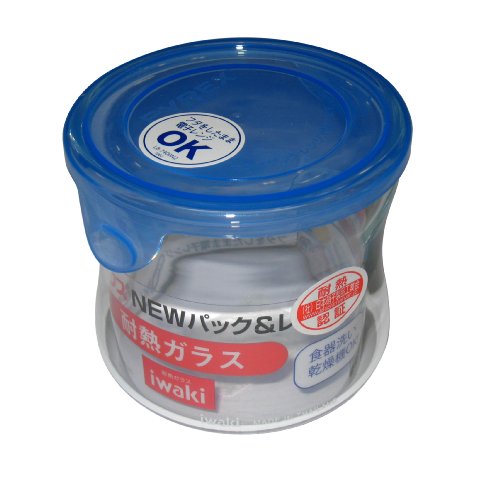 iwaki (イワキ) NEWパック&レンジ(アクアブルー) 240ml 丸型 B7400-BLN (耐熱ガラス)