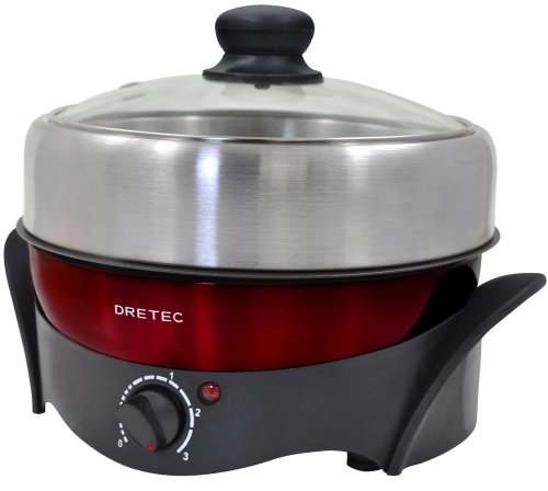 ドリテック DRETEC 【煮る・焼く・蒸すの1台3役】 マルチポット 1.9L レッド MC-802RD【送料無料】