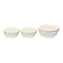 HARIO ハリオ 耐熱ガラス製保存容器3個セット KST-2012-OW 満水容量S/250ml M/600ml オフホワイト 調理 食器 保存 便利 耐熱ガラス製 保存容器 3個セット【送料無料】