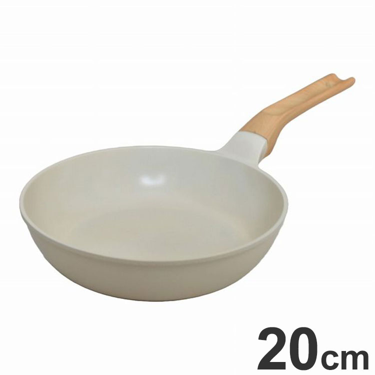 Ih/Gas Compatible - フライパン 20cm IH対応 セラミックコート PFOAフリー セラミックコーティング セラミック ホワイト WH 木柄 ナチュラル(代引不可)