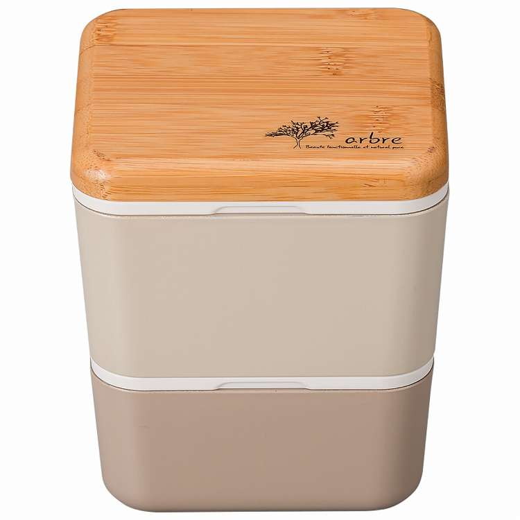 樂天商城 - 日本製 弁当箱 2段 600ml ARBLE バンブースクエアネストランチ ベージュ(代引不可)