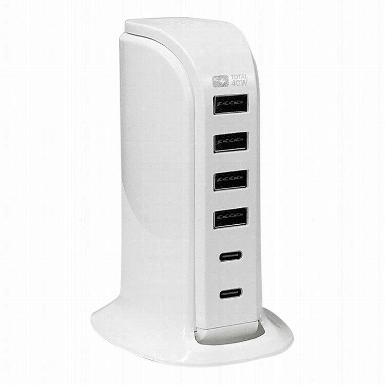 カシムラ AC Type-C2P USB-A4P 40W 自動識別 リバーシブル AC-044(代引不可)【送料無料】