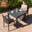 ラタン調 ガーデン 3点セット ピクシス 肘付き ガーデンチェア2脚 ガーデンテーブル 幅80cm 正方形 セット 屋外 アウトドアチェア ベランダ テラス ガ...