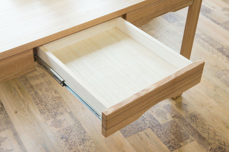 デスク 天然木タモ突板デスク 幅150cm 奥行59cm 引出し 北欧風 長机 パソコンデスク 勉強机 ワークデスク 書斎机 省スペース つくえ 作業台 天然木デスクシリーズ(代引不可)【送料無料】 [2]