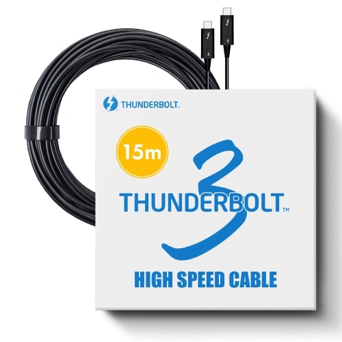 Pasidal パシダル Thunderbolt3 Active Optical Cable 15m TBT3015-F40 インテル認証品 光ファイバー USB type-C オス-オス 光ケーブル eスポーツ ゲーム 編集 映像編集【送料無料】