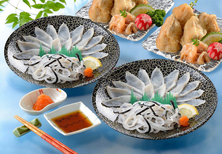 リコメン堂生活館のお中元 「関とら本店」 ふく薄造りとふく唐揚げ(油調済)セット ギフト 産直 ご当地グルメ 熨斗 贈り物 のし対応 (代引不可)【送料無料】｜アングル2