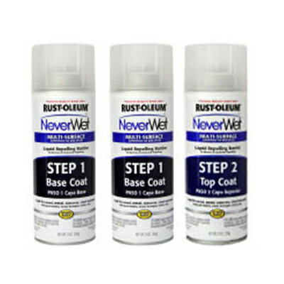 Rust-Oleum Never Wet ラストオリウム ネバーウェット ベースコート トップコート 各9オンス(266ml) 3個セット 超はっ水 撥水【送料無料】