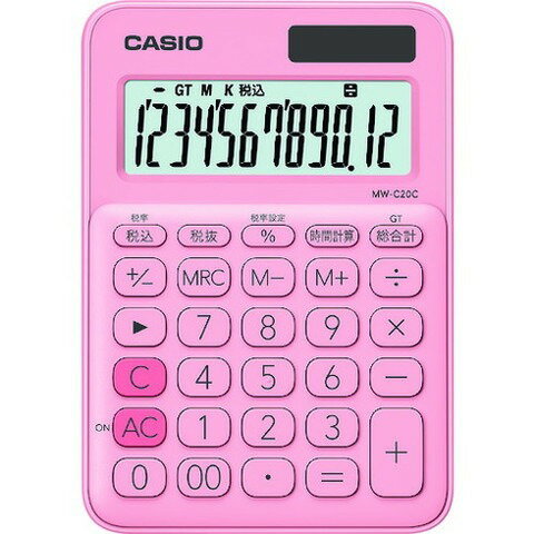 カシオ カラフル電卓(ミニジャストタイプ12桁) MWC20CPKN(代引不可)