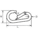 【商品スペック】特長●チェーンの端末金具などに、ワンタッチで付け外しができます。用途●チェーン・ワイヤ・ロープ等の連結金具として、また端末の金具のジョイントに。仕様●使用荷重(kN)：0.78●D(mm)：6●L(mm)：63●S(mm)：...