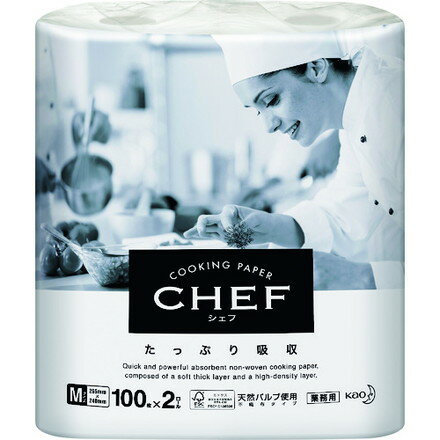 Kitchen Paper - Kao 業務用CHEFタップリ吸収 Mサイズ 100枚×2ロール 花王グループカスタマーマーケティング 研究用品 厨房用品 消耗品(代引不可)