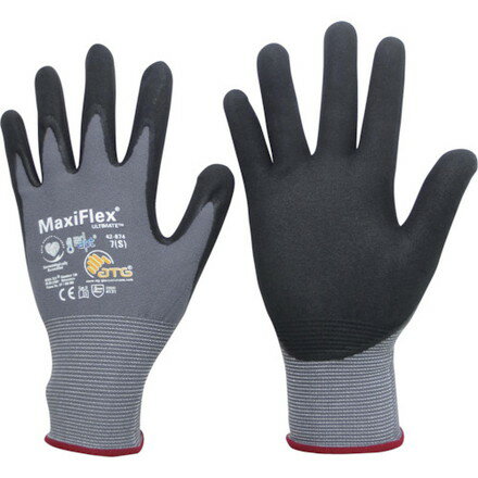 エーティージー ニトリル背抜キ手袋 マキシフレックス アルティメイト 42-874 Sサイズ ATG社 保護具 作業手袋 すべり止め背抜き手袋(代引不可)