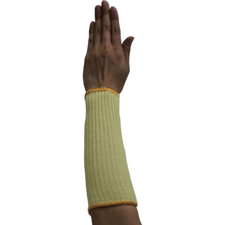 【商品スペック】特長●手首にフィットするようにゴムの締め付けをテーパーにして編みたてた手甲です。用途仕様●色：黄●全長(cm)：20●厚さ(mm)：3.5仕様2●7ゲージ編材質／仕上●アラミド繊維100%セット内容／付属品注意●アラミド繊維は洗濯時、漂白剤の使用により強度が劣化します。日光・蛍光灯などの紫外線により変色し強度が劣化します。【代引きについて】こちらの商品は、代引きでの出荷は受け付けておりません。【送料について】北海道、沖縄、離島は送料を頂きます。