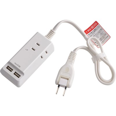 ELPA 耐雷USBコード付きタップ 0.5m WL22