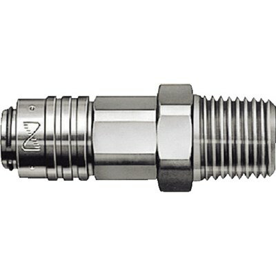 特長●ソケットにバルブを備えながらスリーブ外径9.5mmの小型タイプで、押し込むだけのワンタッチ接続です。仕様●最高使用圧力(MPa)：1.0●使用温度範囲(℃)：-20〜80●使用流体：空気●耐圧力(MPa)：1.5●接続サイズ：Rc1/...