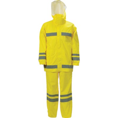 カジメイク 視認性レインスーツ ホワイト LL 381001LL 保護具 作業服 雨具(代引不可)【送料無料】
