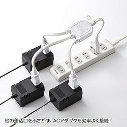 リコメン堂生活館のSANWA ACアダプタ専用電源延長コード TAPEX3WN オフィス 住設用品 OA用品 OAタップ(代引不可)｜アングル2