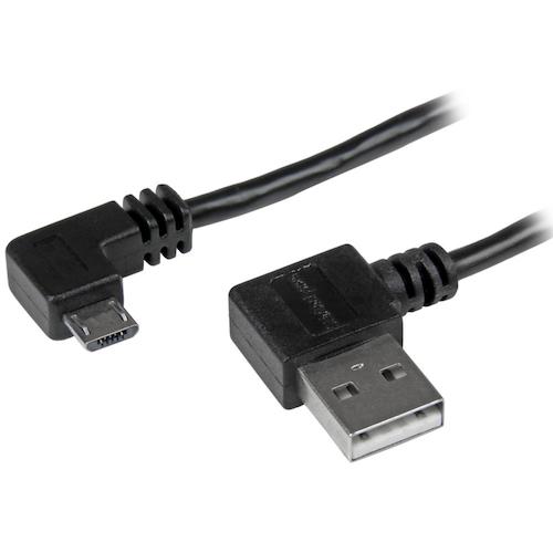 StarTech USB 2.0ケーブル/1m/Type‐A - Micro-B/両側L型右コネクター/オス-オス/ブラック/マイクロB USB2AUB2RA1M オフィス 住設用品 OA用品 ケーブル(代引不可)