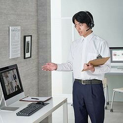 ELECOM Bluetooth対応ヘッドセット ノイズリダクションマイク機能付き ブラック LBTHSOH20BK オフィス 住設用品 OA用品 周辺機器(代引不可)【送料無料】