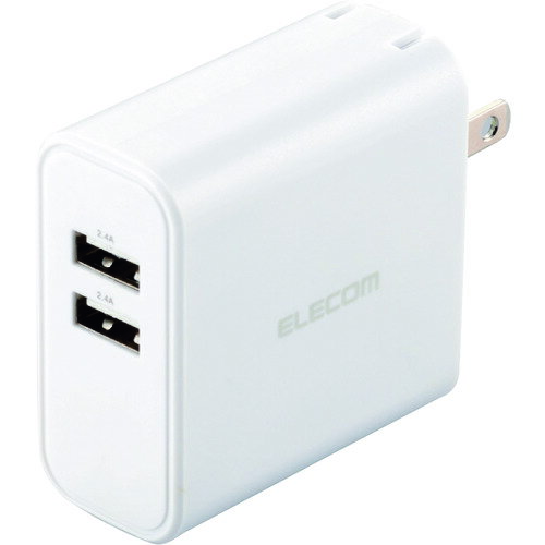 ELECOM AC充電器 24W USB Type-A(メス)2ポート ホワイト MPAACU05WH オフィス 住設用品 OA用品 周辺機器(代引不可)