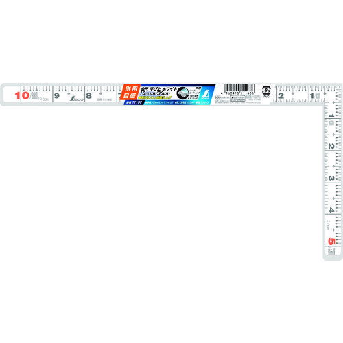 シンワ 曲尺平ぴた ホワイト 1尺/30cm 併用目盛 11180 測定 計測用品 測定工具 曲尺(代引不可)