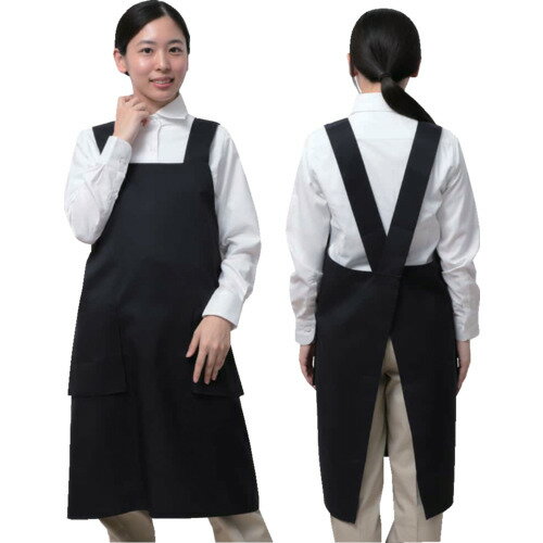岡潮 ワンステップエプロン (ポリエステル100%) 8123 黒色 8123 保護具 保護服 防護服 エプロン(代引不..