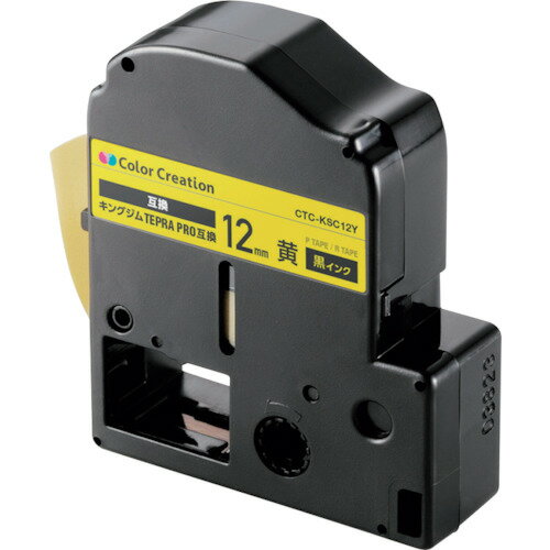 ELECOM テプラPRO用互換テープ パステル イエロー 黒文字 8m 12mm幅 CTCKSC12Y オフィス 住設用品 オフィス備品 ラベル用品(代引不可)