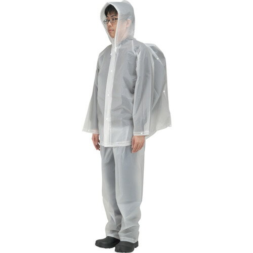 カジメイク EVAレインスーツ(マチ付リュックサック) クリア L カジメイク 保護具 作業服 雨具 1560-90-L(代引不可)