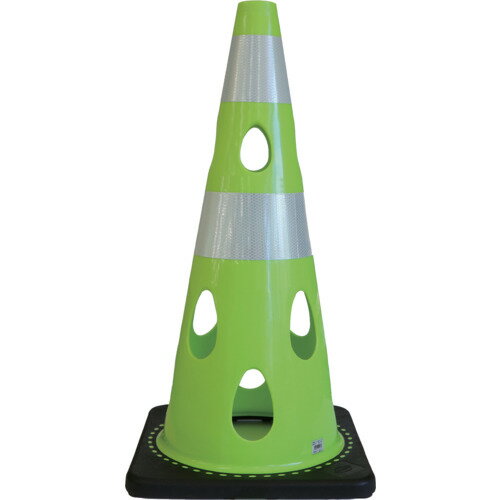 CAR-BOY 点滅灯設置可能タイプ(上部切り欠き加工あり) 穴あきコーン 反射ホワイト グリーンイエロー カーボーイ 安全用品 安全コーン CHRK-700G...